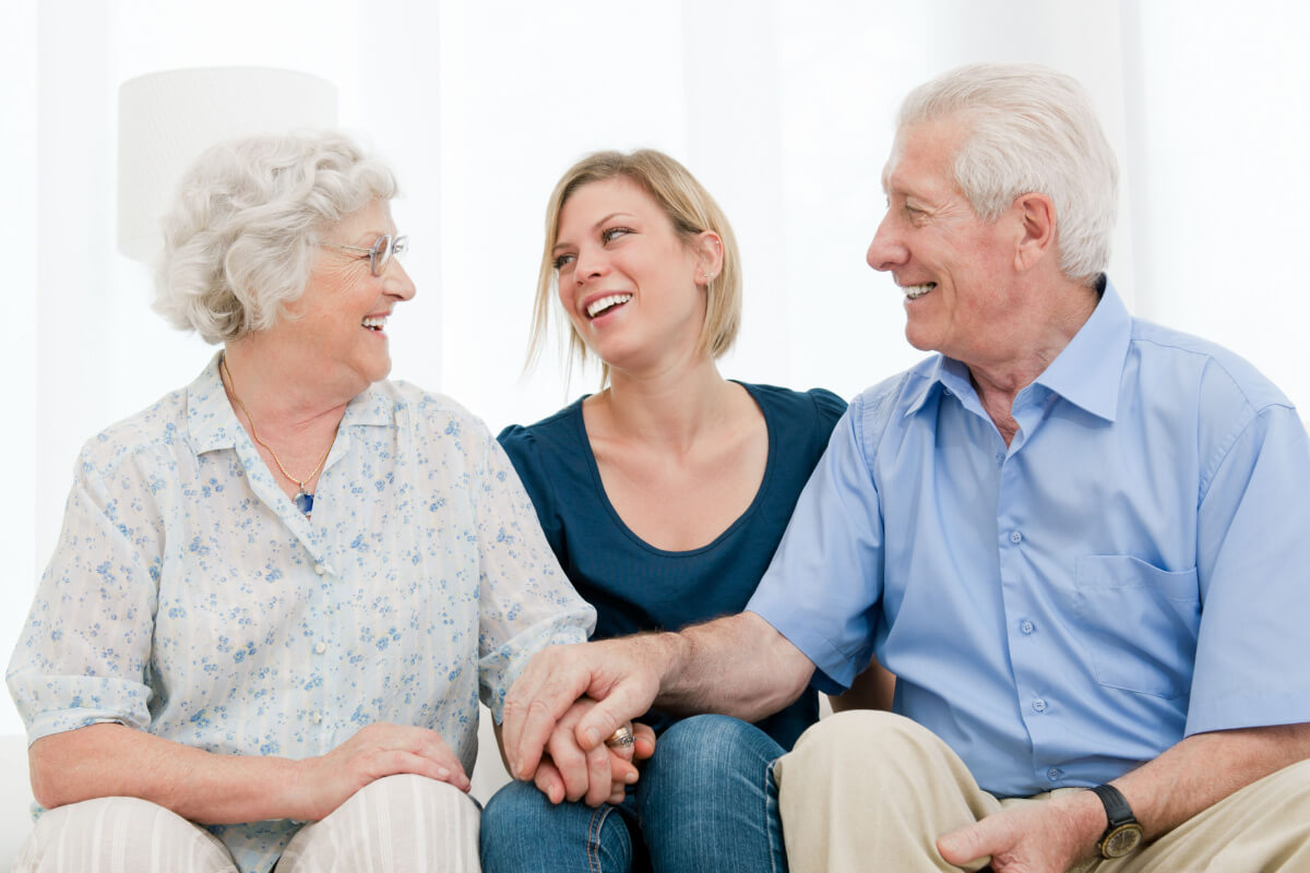 Parents with different senior care needs, adult daughter
